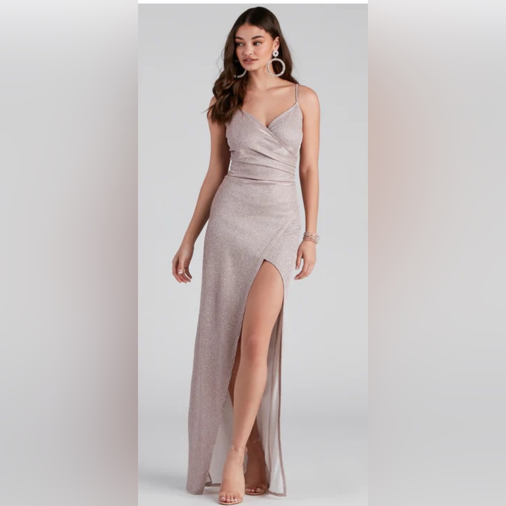 Windsor Formal High Slit Glitter Dress